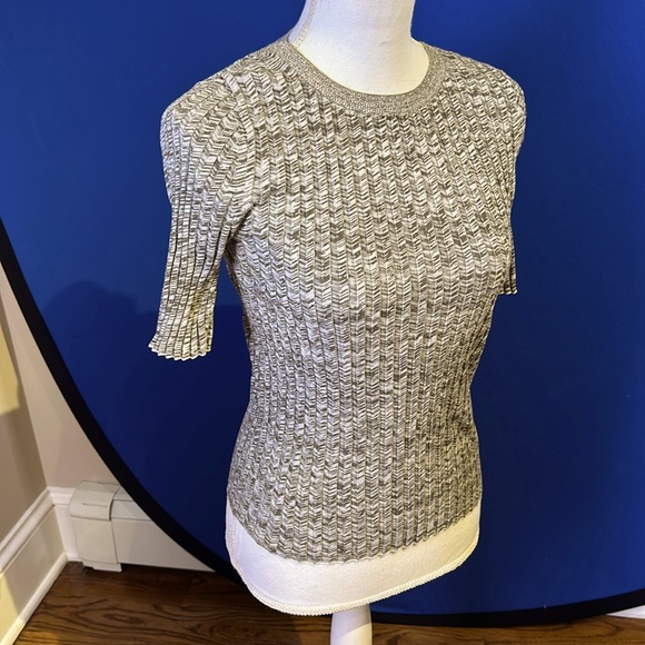 Theory Short Sleeve Marl Rib Crewneck Sweater size small - Picture 5 of 14